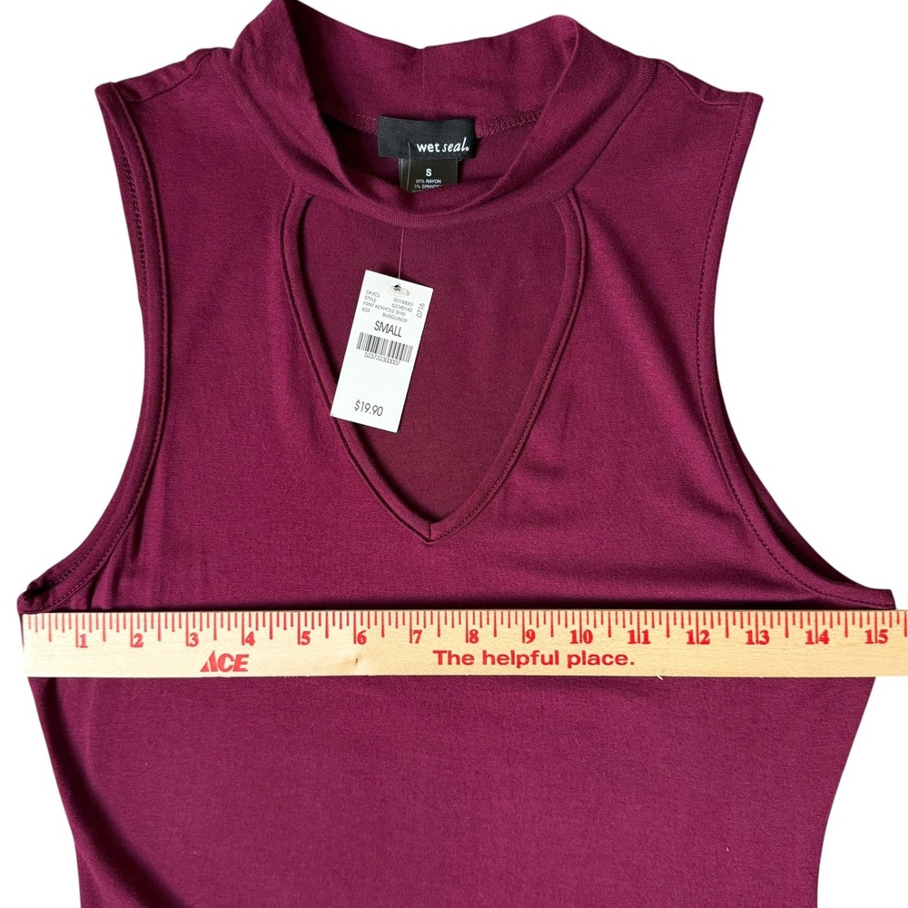 Wet Seal 90s Y2K Choker Style Keyhole Sleeveless Bodycon Mini Dress - Picture 3 of 6